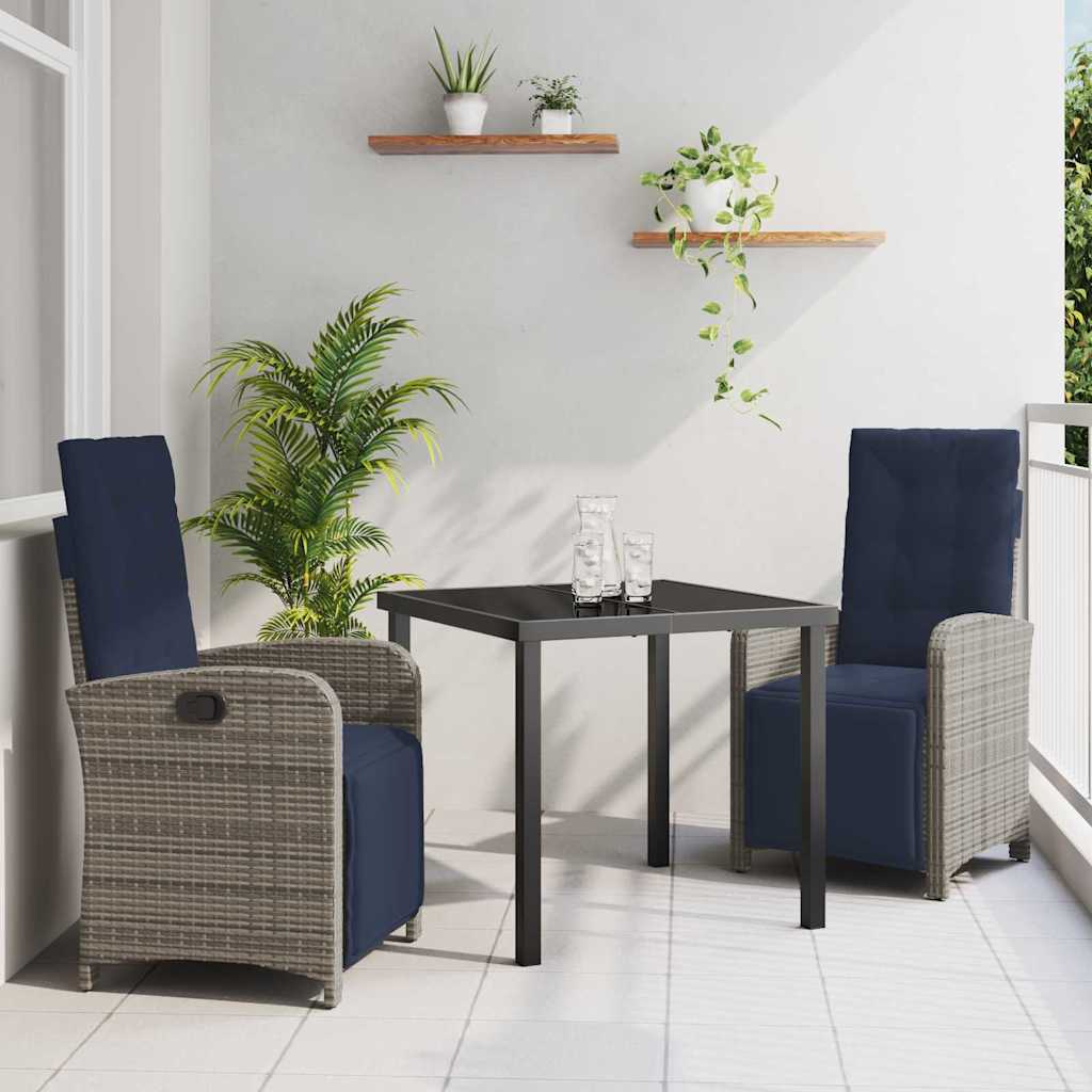 Hage Spisegruppe med pute 3 pcs Grå polyrotting