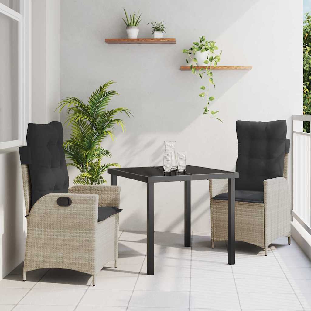 Hage Spisegruppe 3 pcs Lysegrå polyrotting