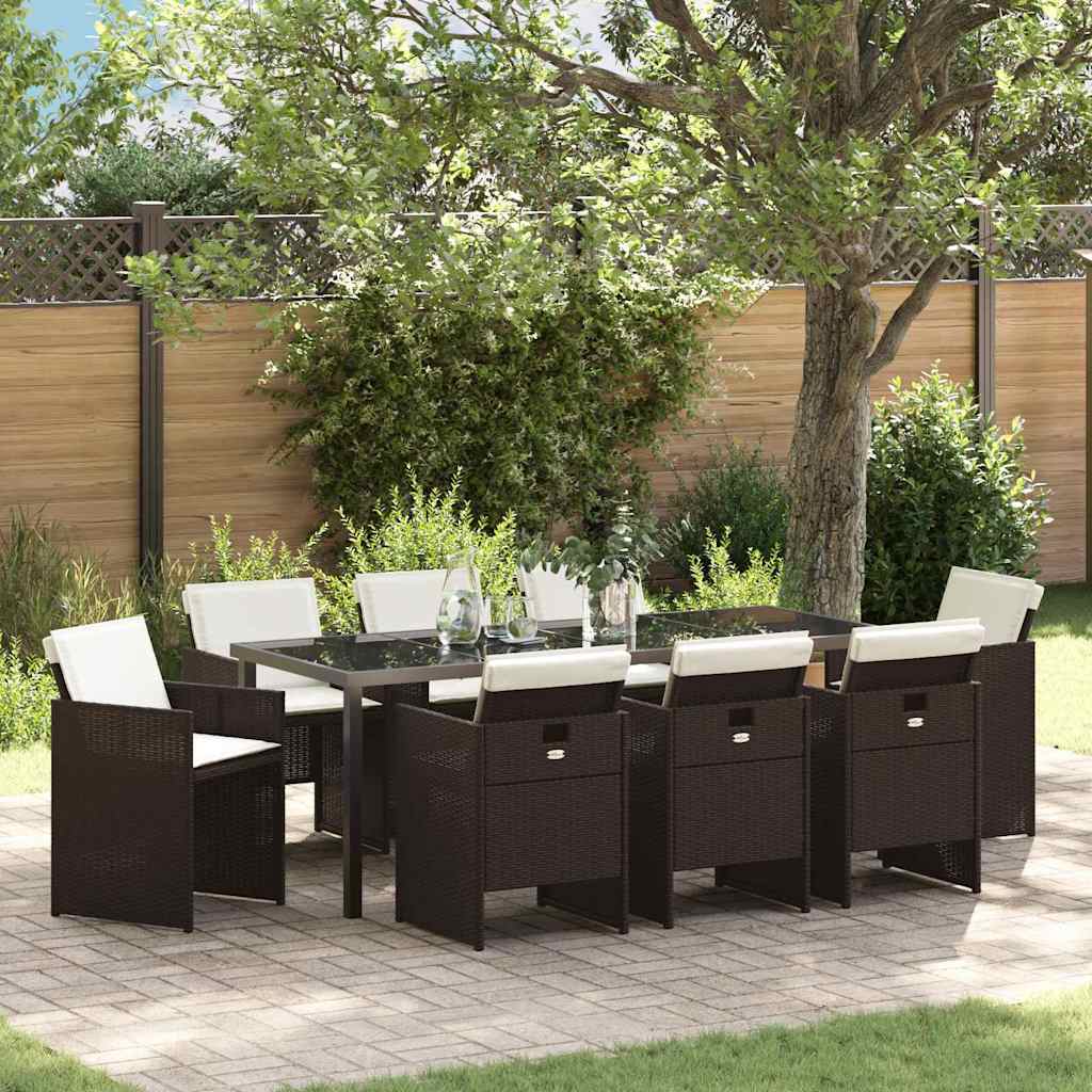 Hage Spisegruppe 9 pcs Brun polyrotting