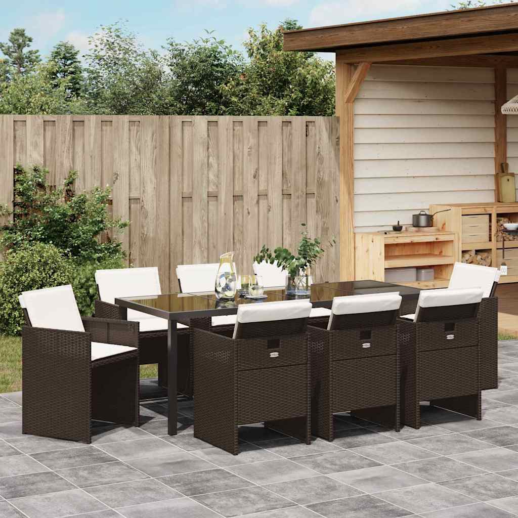 Hage Spisegruppe 9 pcs Brun polyrotting