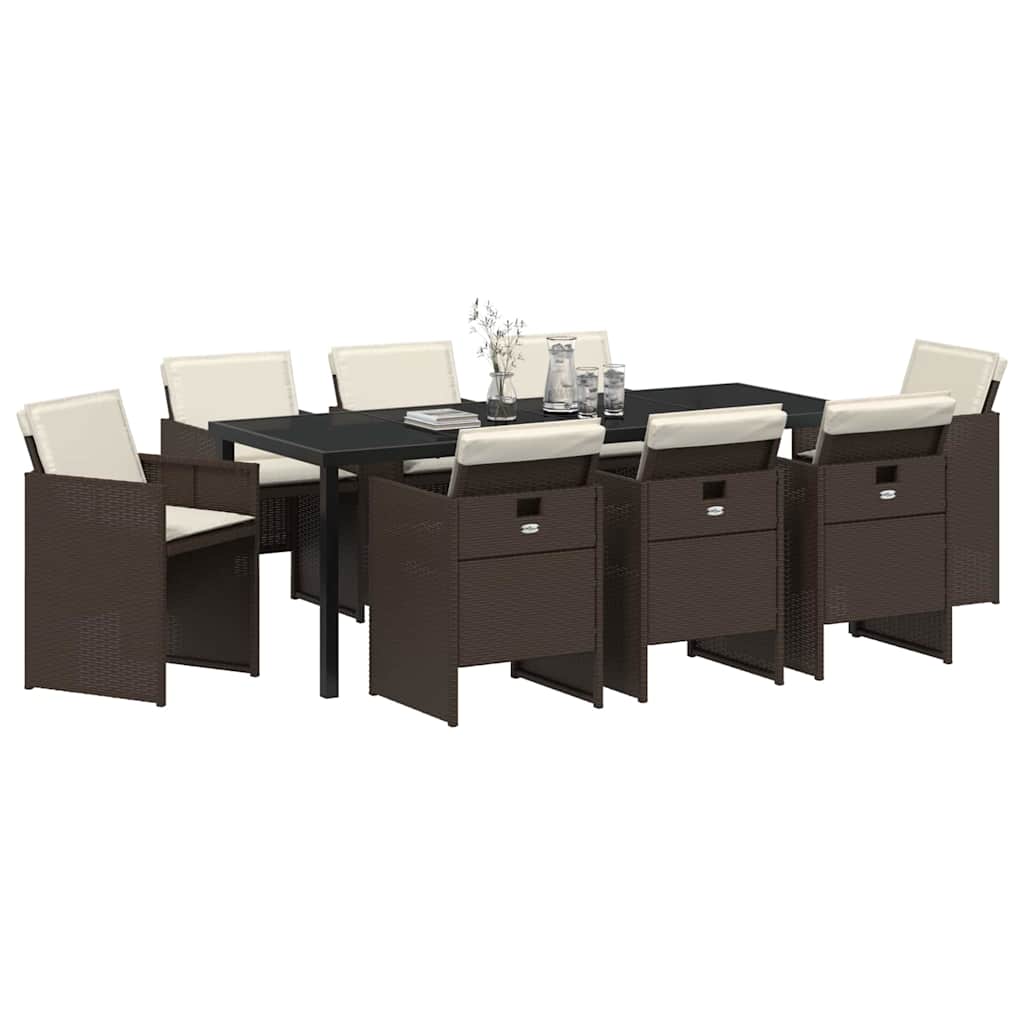 Hage Spisegruppe 9 pcs Brun polyrotting