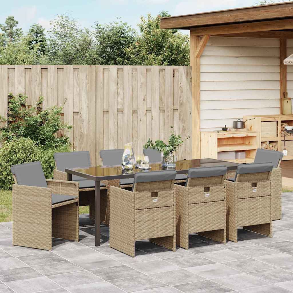 Hage Spisegruppe 9 pcs Beige polyrotting