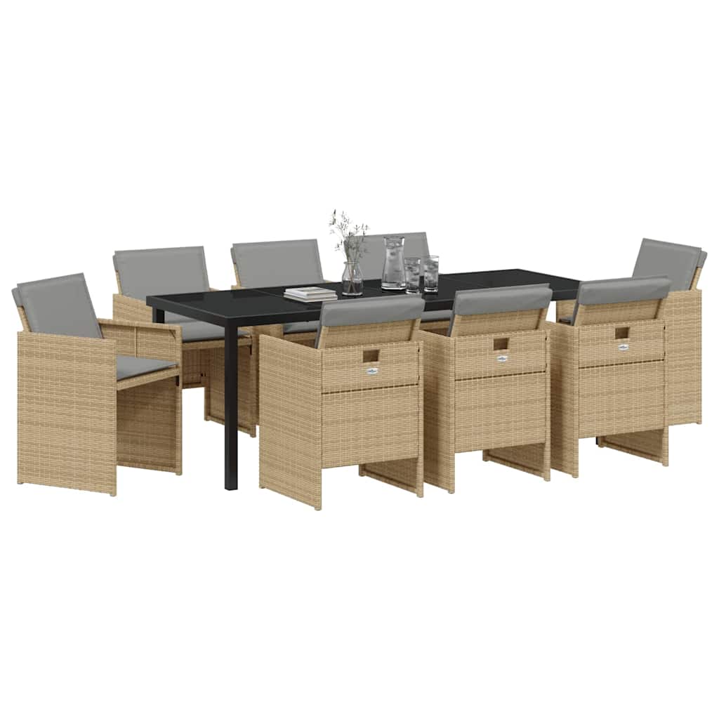 Hage Spisegruppe 9 pcs Beige polyrotting