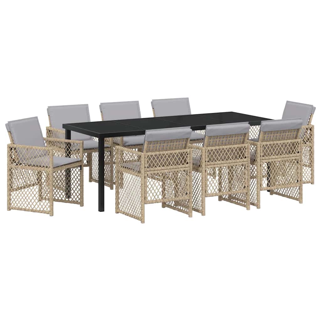 Hage Spisegruppe 9 pcs Beige polyrotting