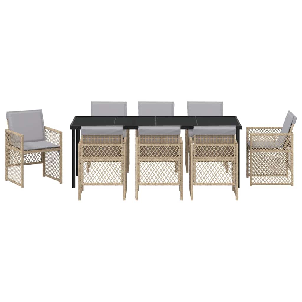 Hage Spisegruppe 9 pcs Beige polyrotting