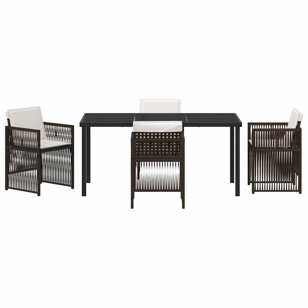 Hage Spisegruppe 5 pcs Brun Pulverlakkert stål