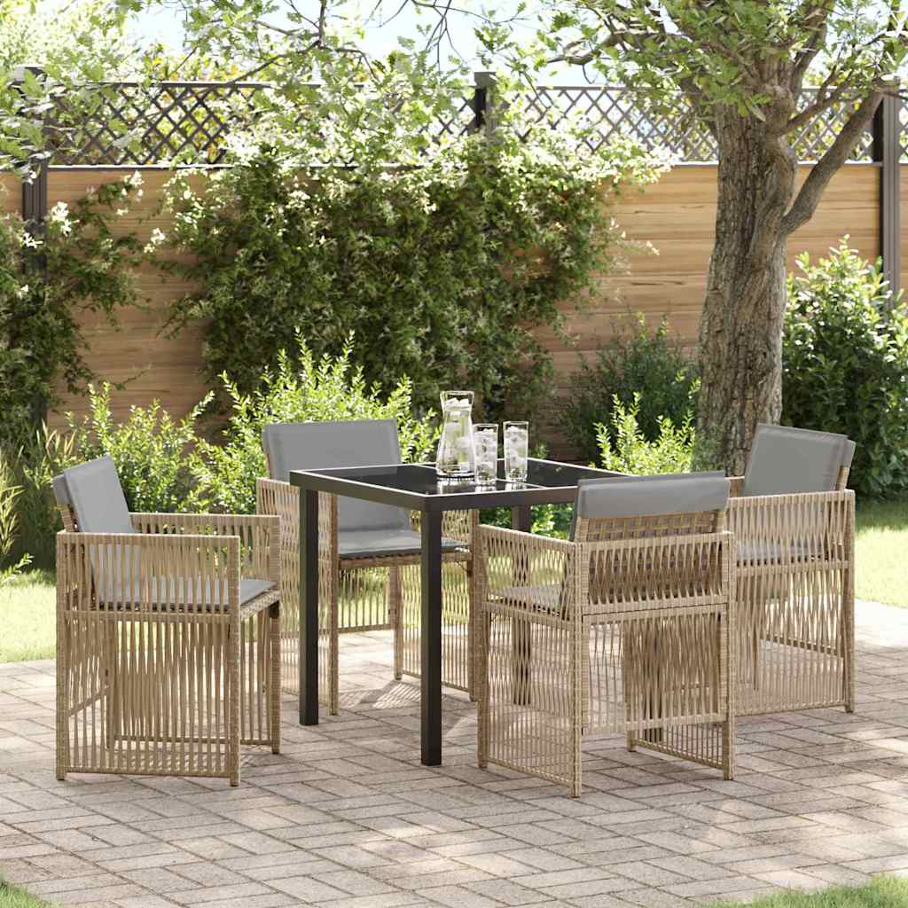 Hage Spisegruppe 5 pcs Beige Pulverlakkert stål