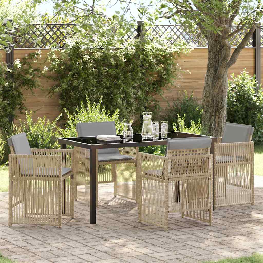 Hage Spisegruppe 5 pcs Beige Pulverlakkert stål