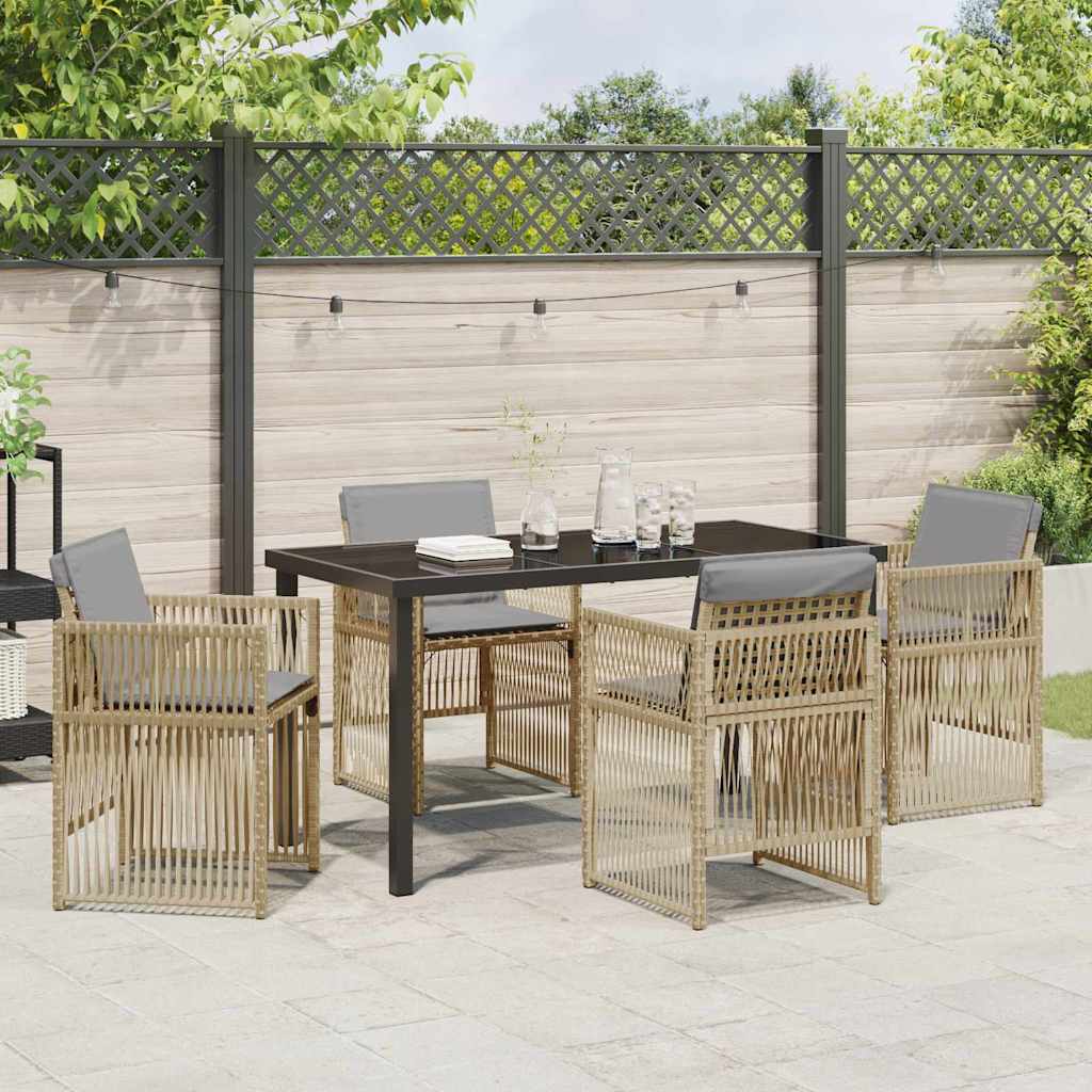 Hage Spisegruppe 5 pcs Beige Pulverlakkert stål