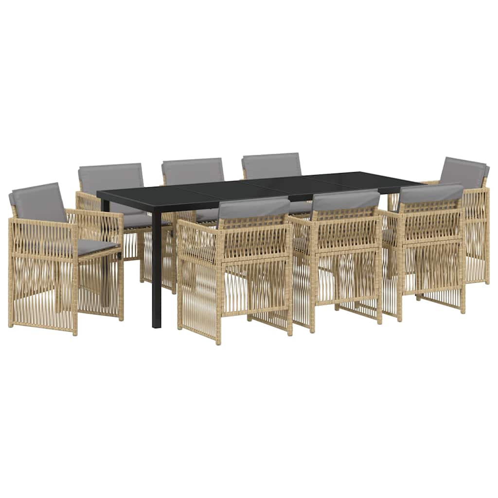 Hage Spisegruppe 9 pcs Beige Pulverlakkert stål