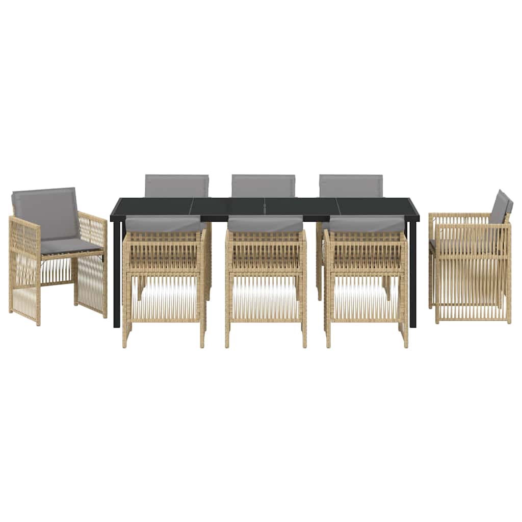 Hage Spisegruppe 9 pcs Beige Pulverlakkert stål