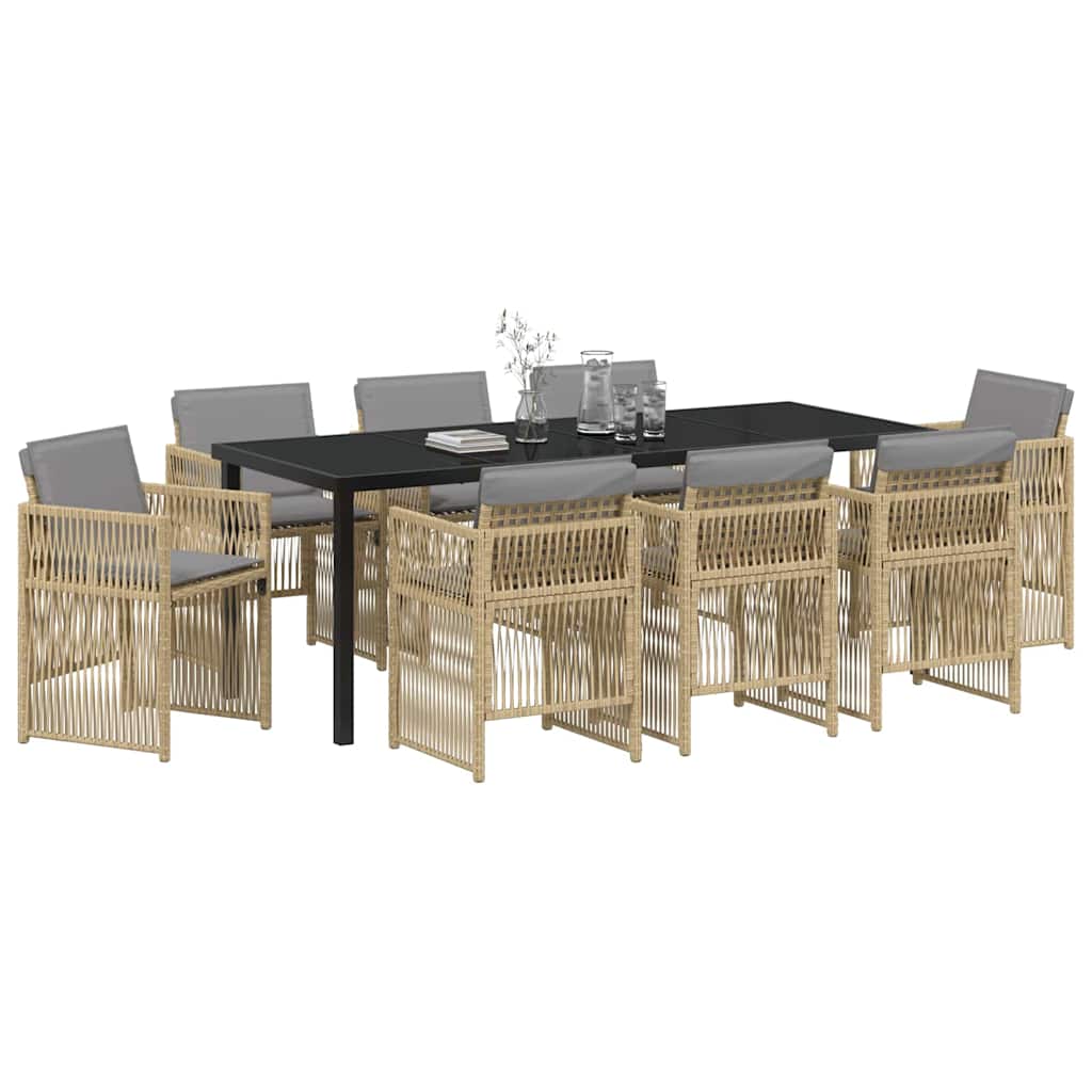 Hage Spisegruppe 9 pcs Beige Pulverlakkert stål