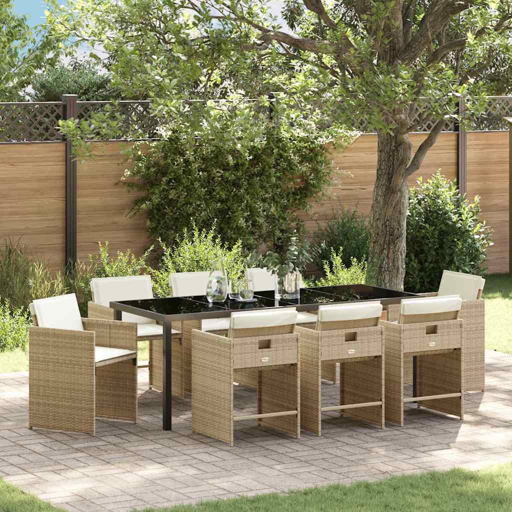 Hage Spisegruppe 9 pcs Beige polyrotting