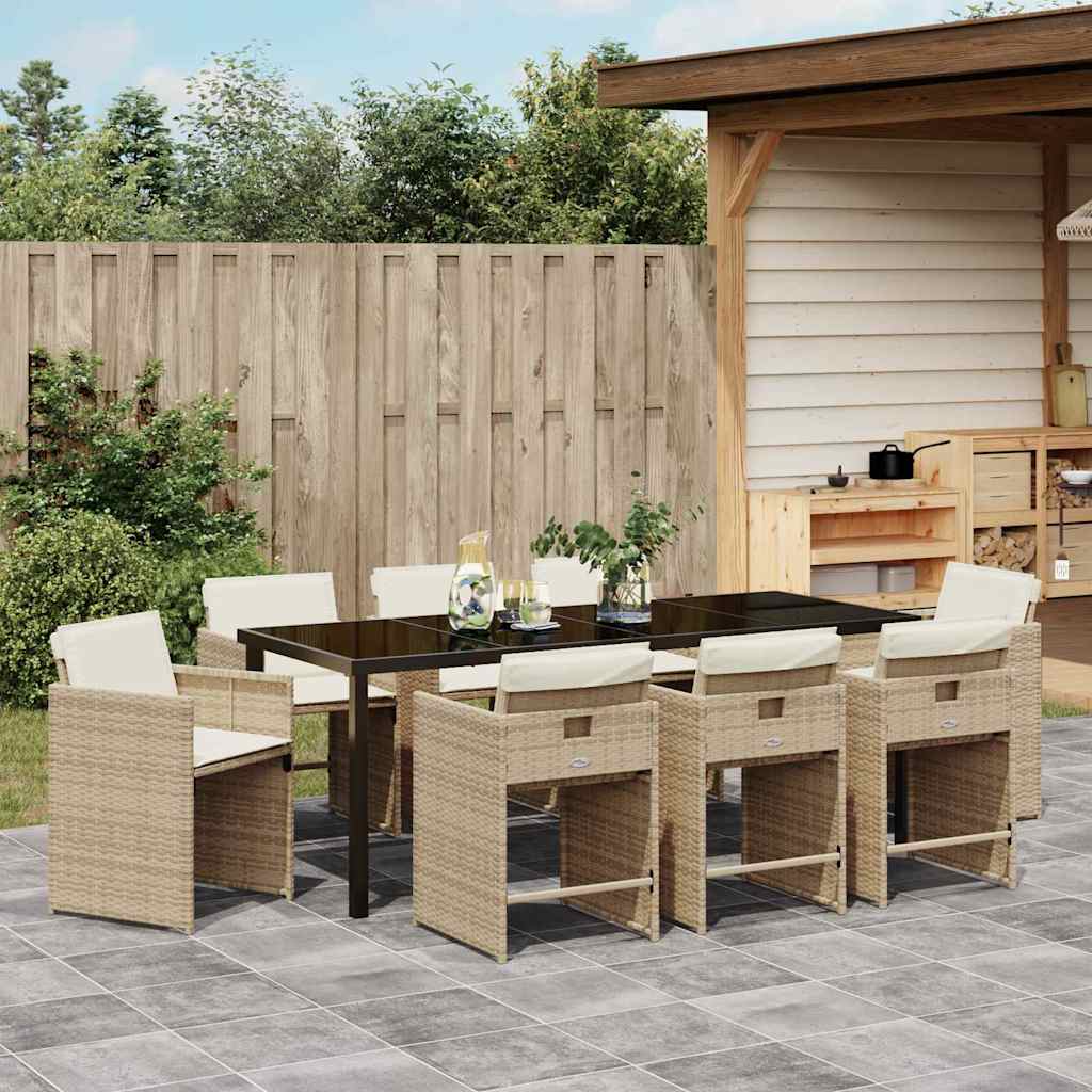 Hage Spisegruppe 9 pcs Beige polyrotting