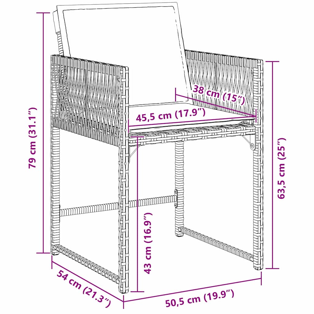 Hage Spisegruppe 9 pcs Grå polyrotting