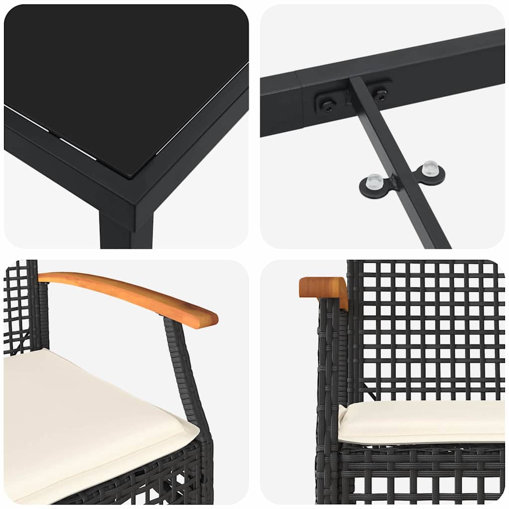 Hage Spisegruppe 5 pcs Svart polyrotting