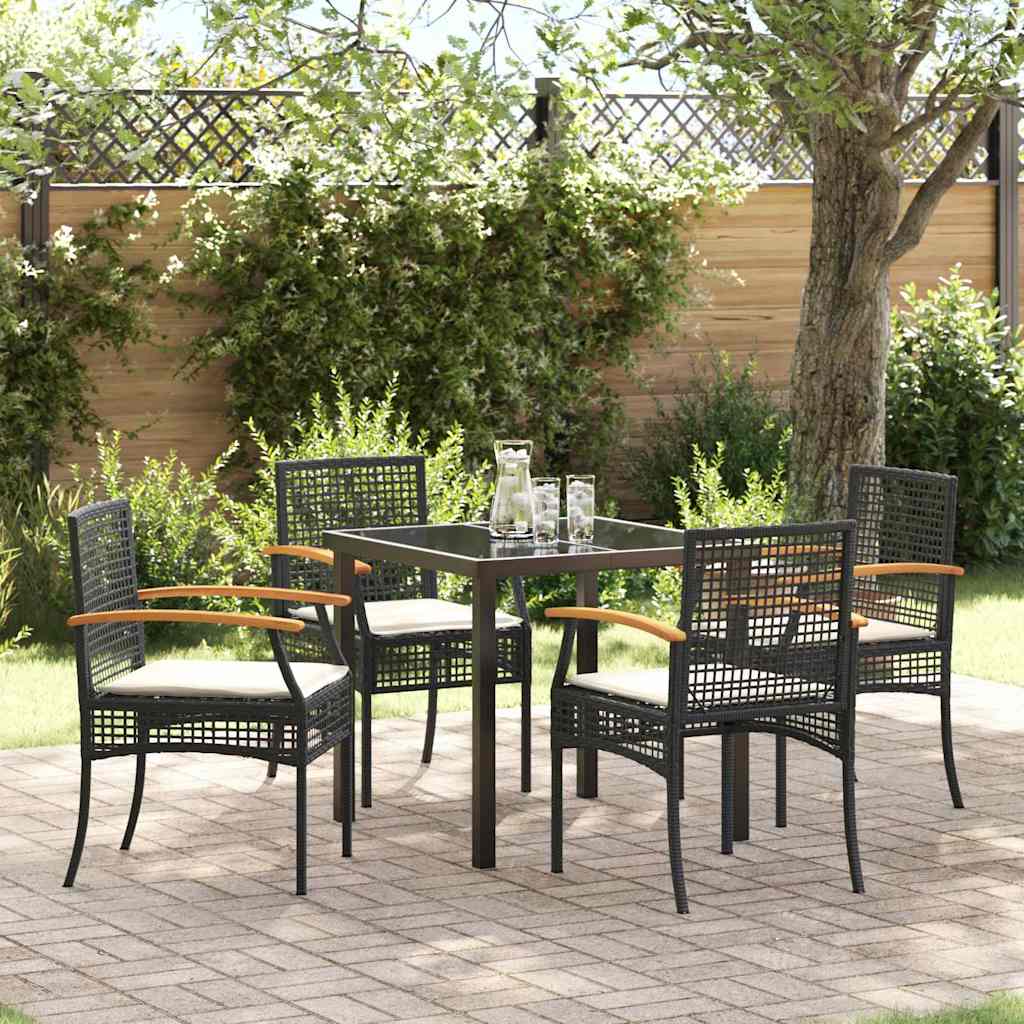 Hage Spisegruppe med pute 5 pcs Svart Rotting