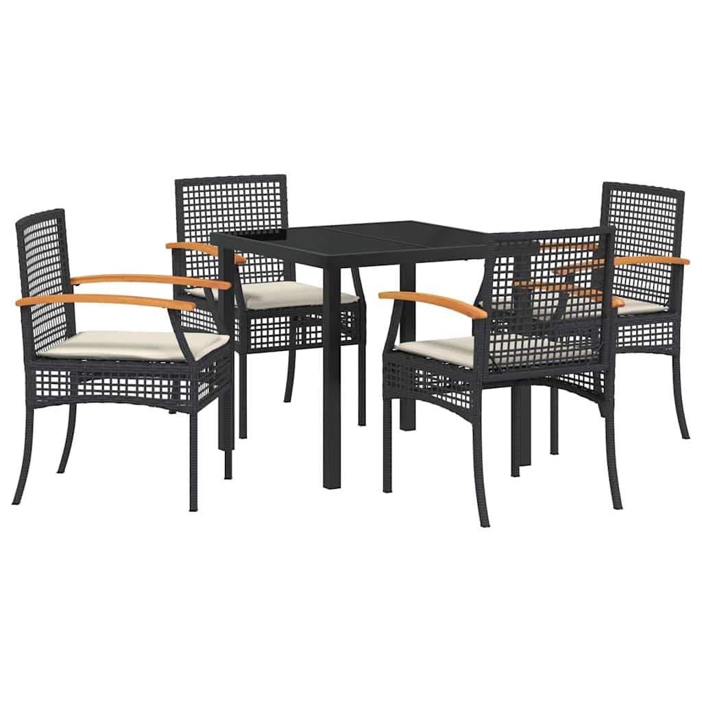 Hage Spisegruppe med pute 5 pcs Svart Rotting