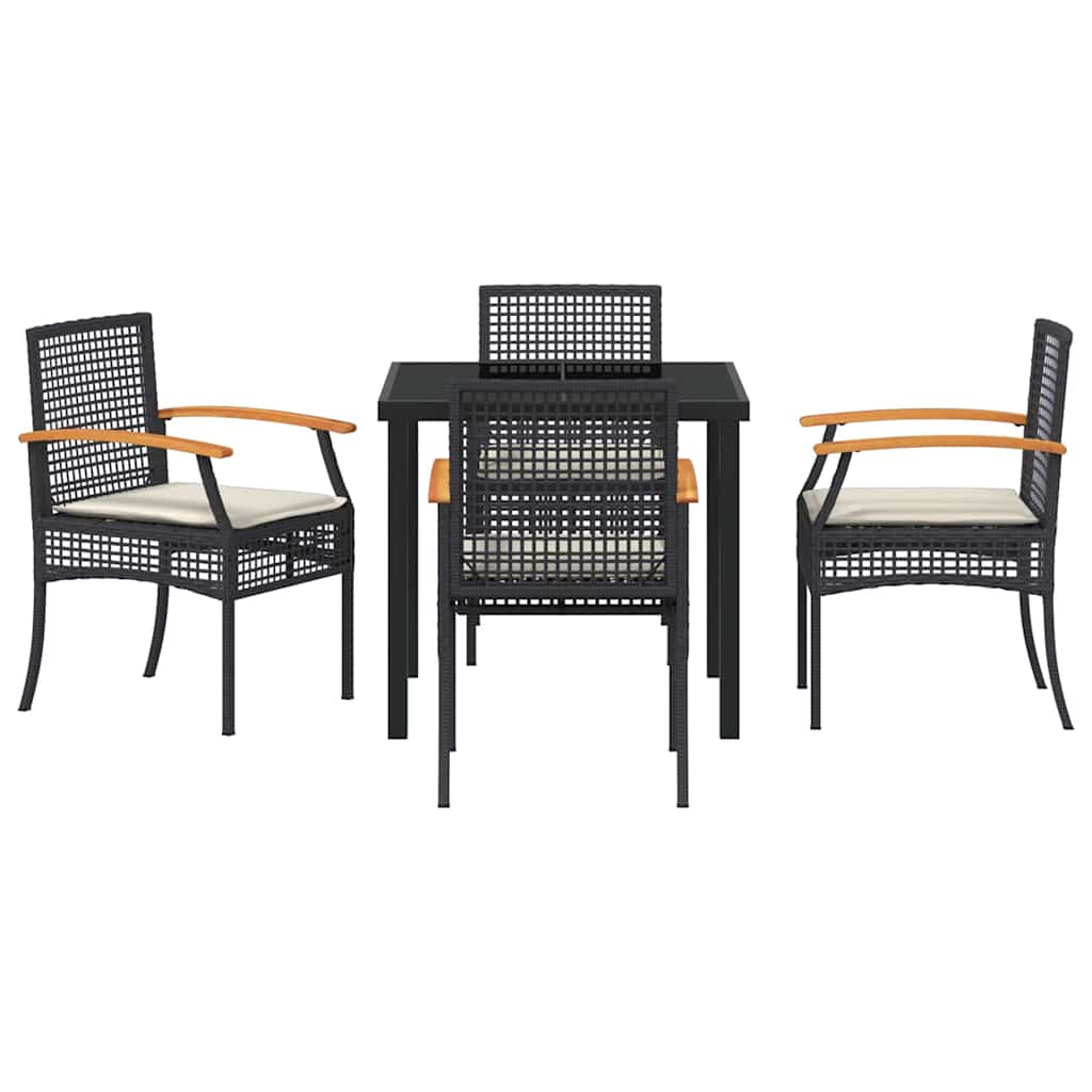 Hage Spisegruppe med pute 5 pcs Svart Rotting