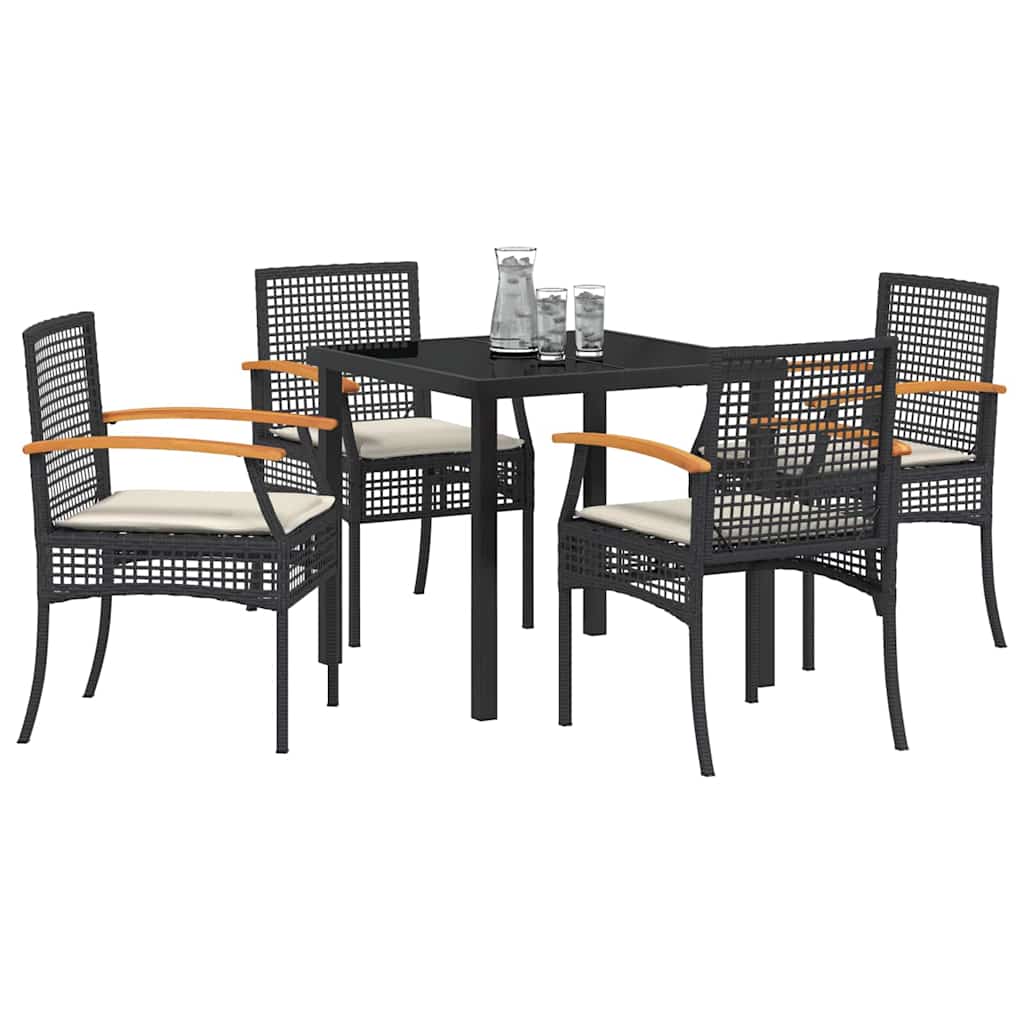 Hage Spisegruppe med pute 5 pcs Svart Rotting