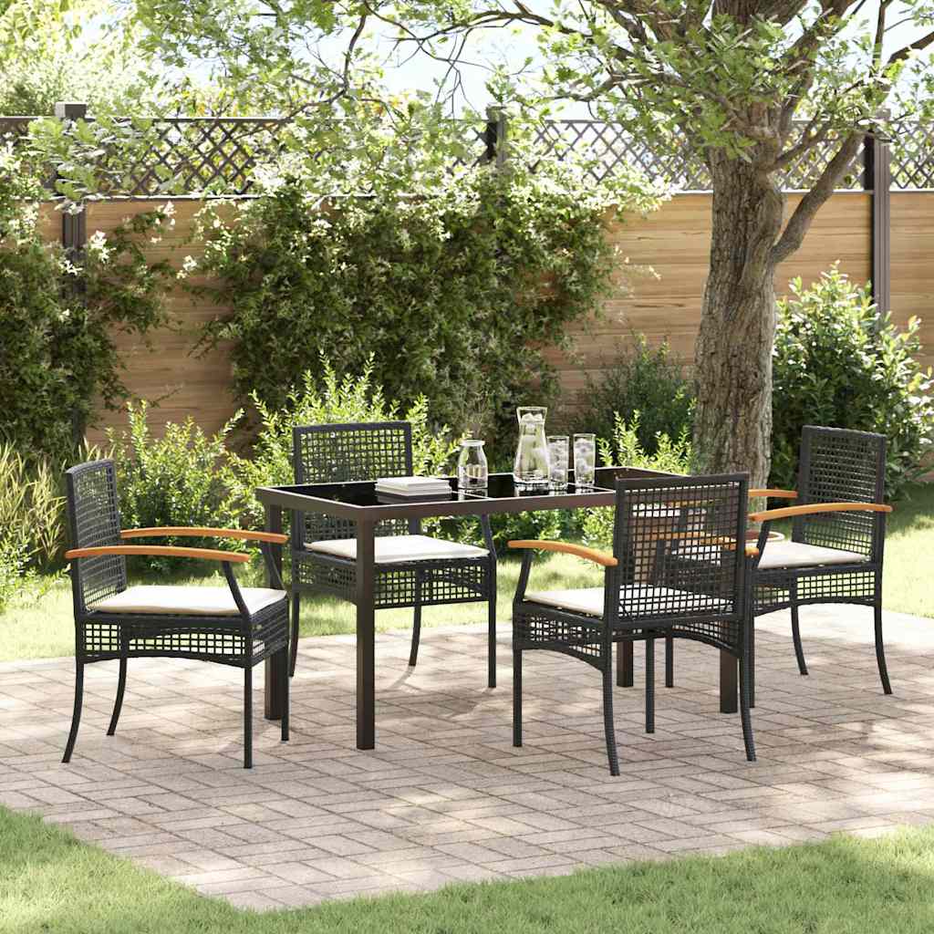 Hage Spisegruppe med pute 5 pcs Svart Rotting