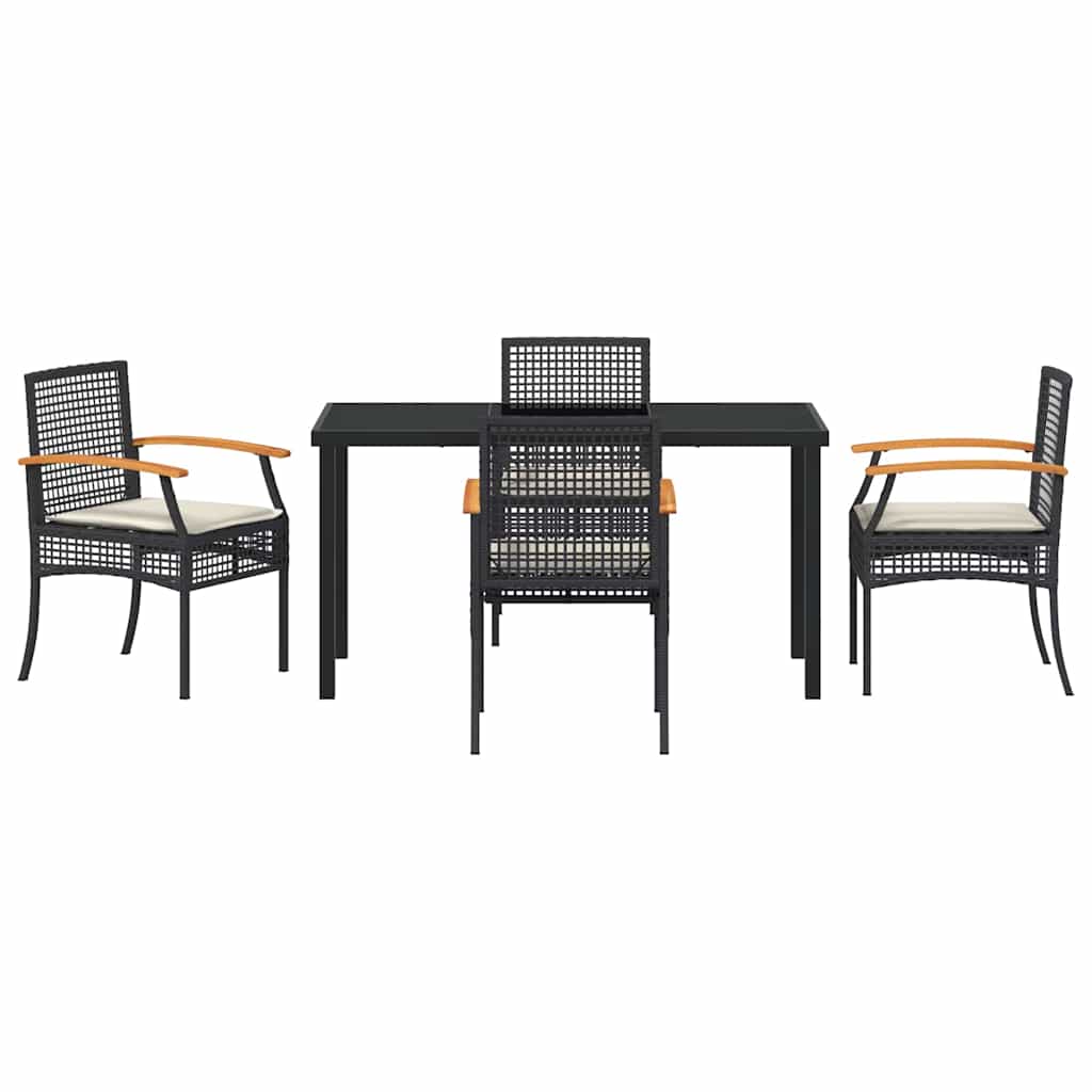 Hage Spisegruppe med pute 5 pcs Svart Rotting