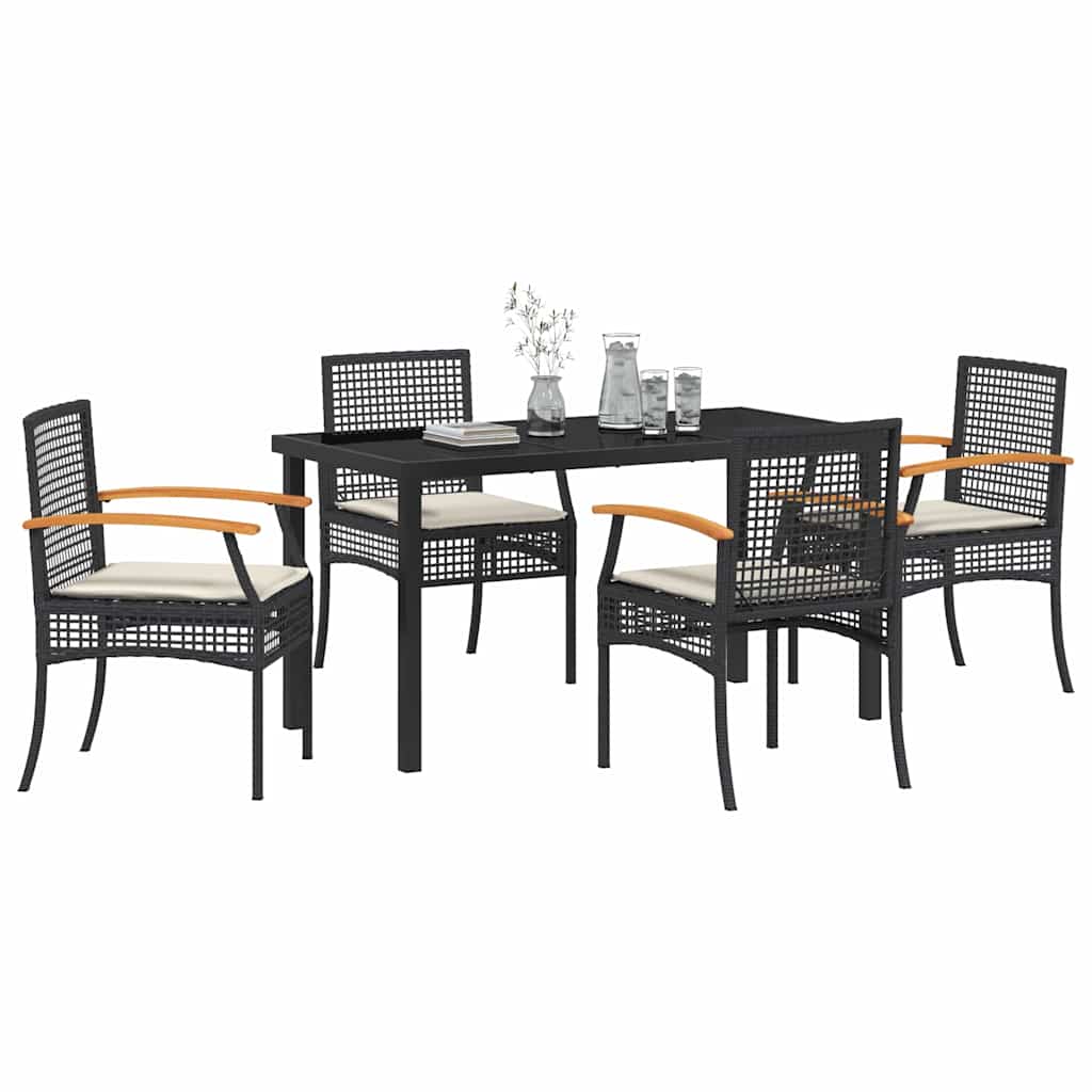 Hage Spisegruppe med pute 5 pcs Svart Rotting