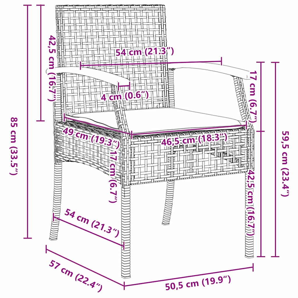 Hage Spisegruppe 5 pcs Svart polyrotting