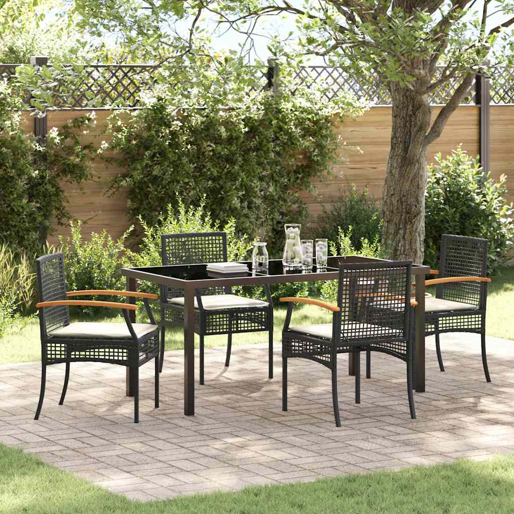 Hage Spisegruppe med pute 5 pcs Svart Rotting