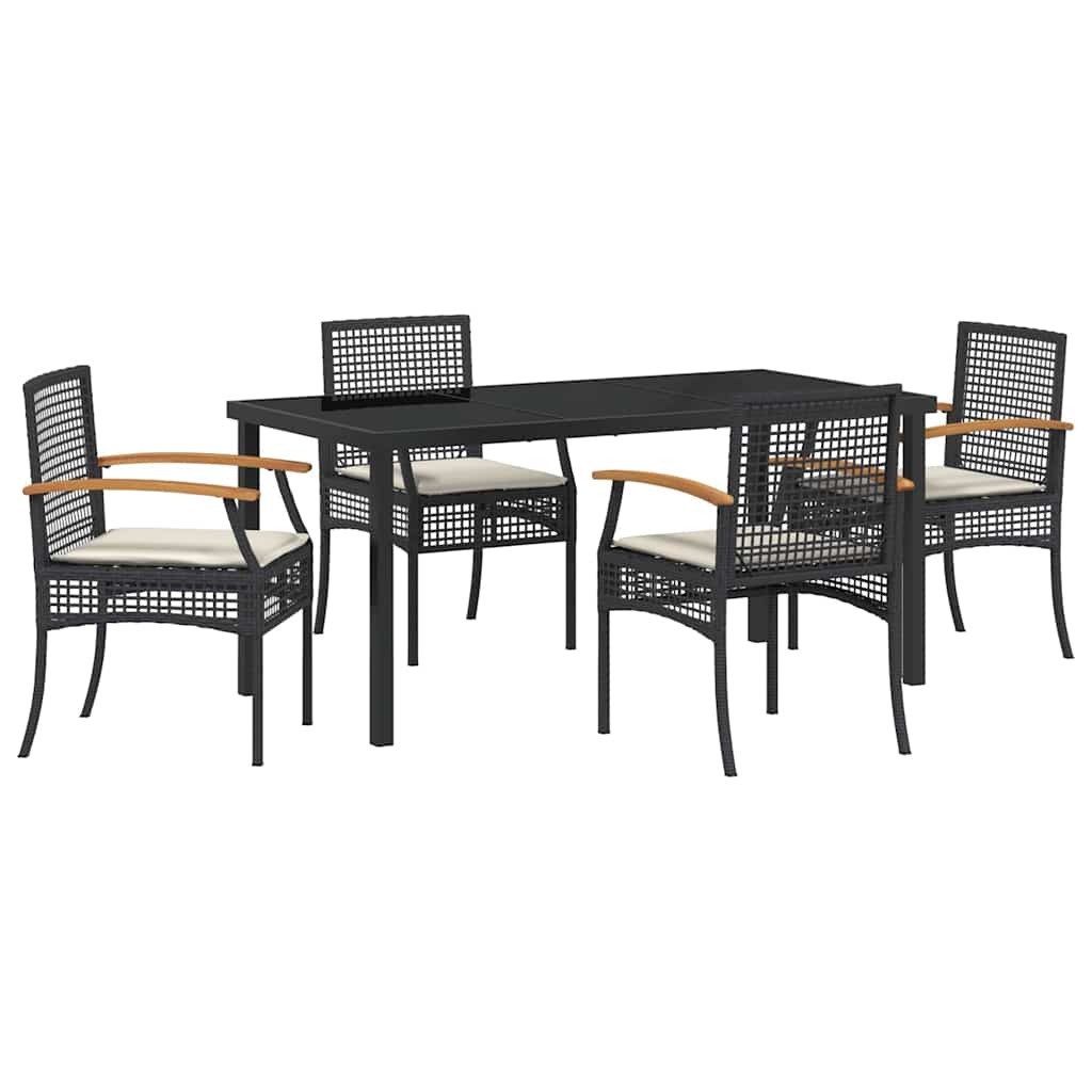 Hage Spisegruppe med pute 5 pcs Svart Rotting
