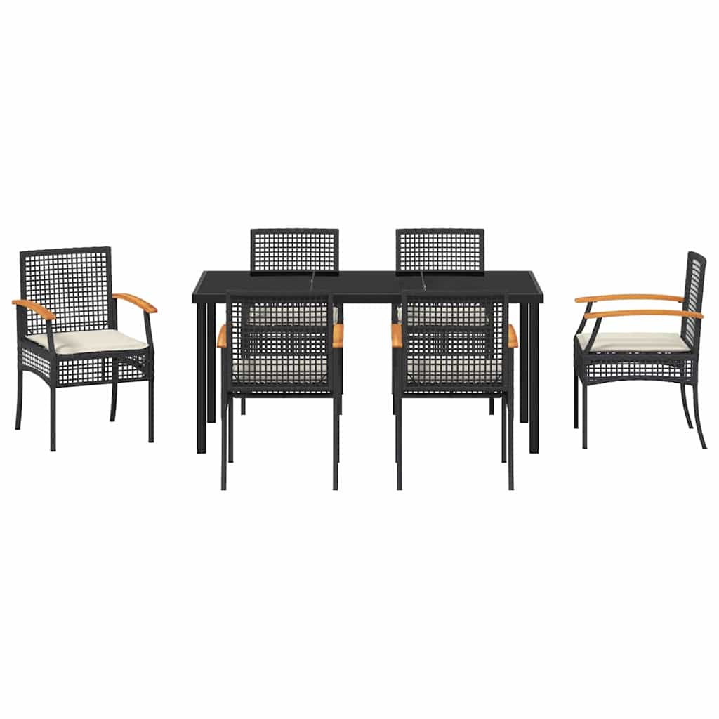 Hage Spisegruppe 7 pcs Svart polyrotting