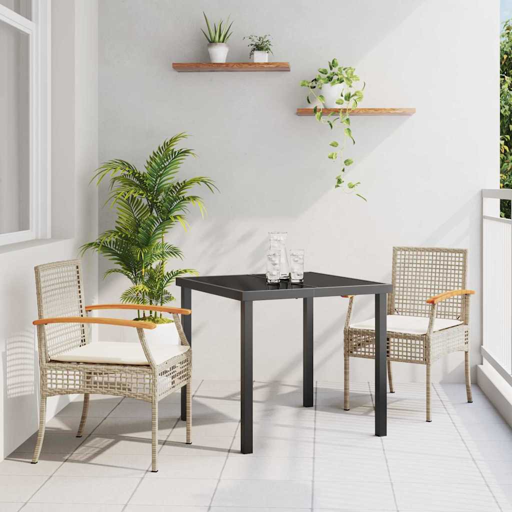 Hage Spisegruppe med pute 3 pcs Beige og svart Rotting
