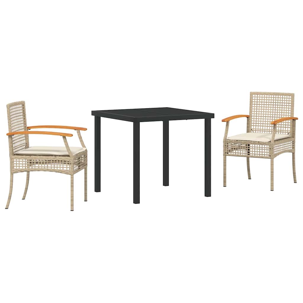 Hage Spisegruppe med pute 3 pcs Beige og svart Rotting