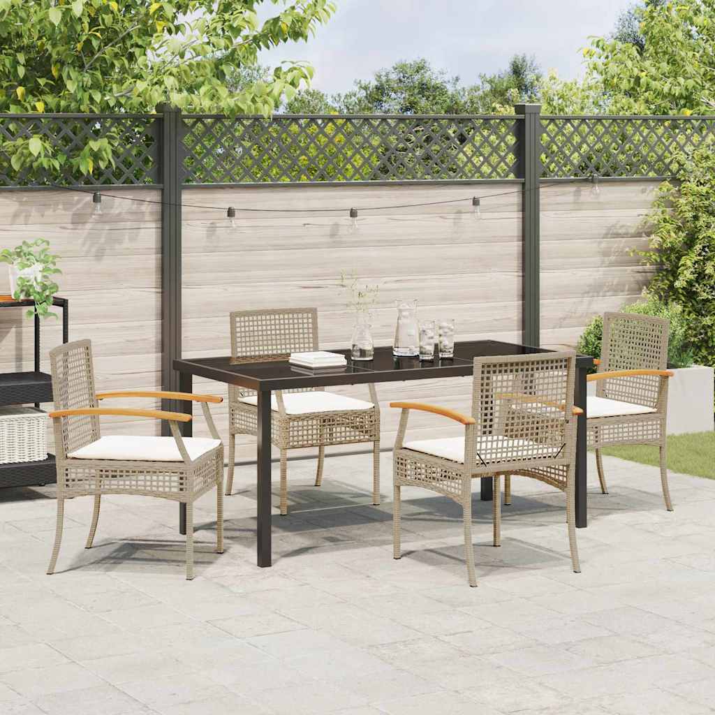 Hage Spisegruppe med pute 5 pcs Beige og svart Rotting