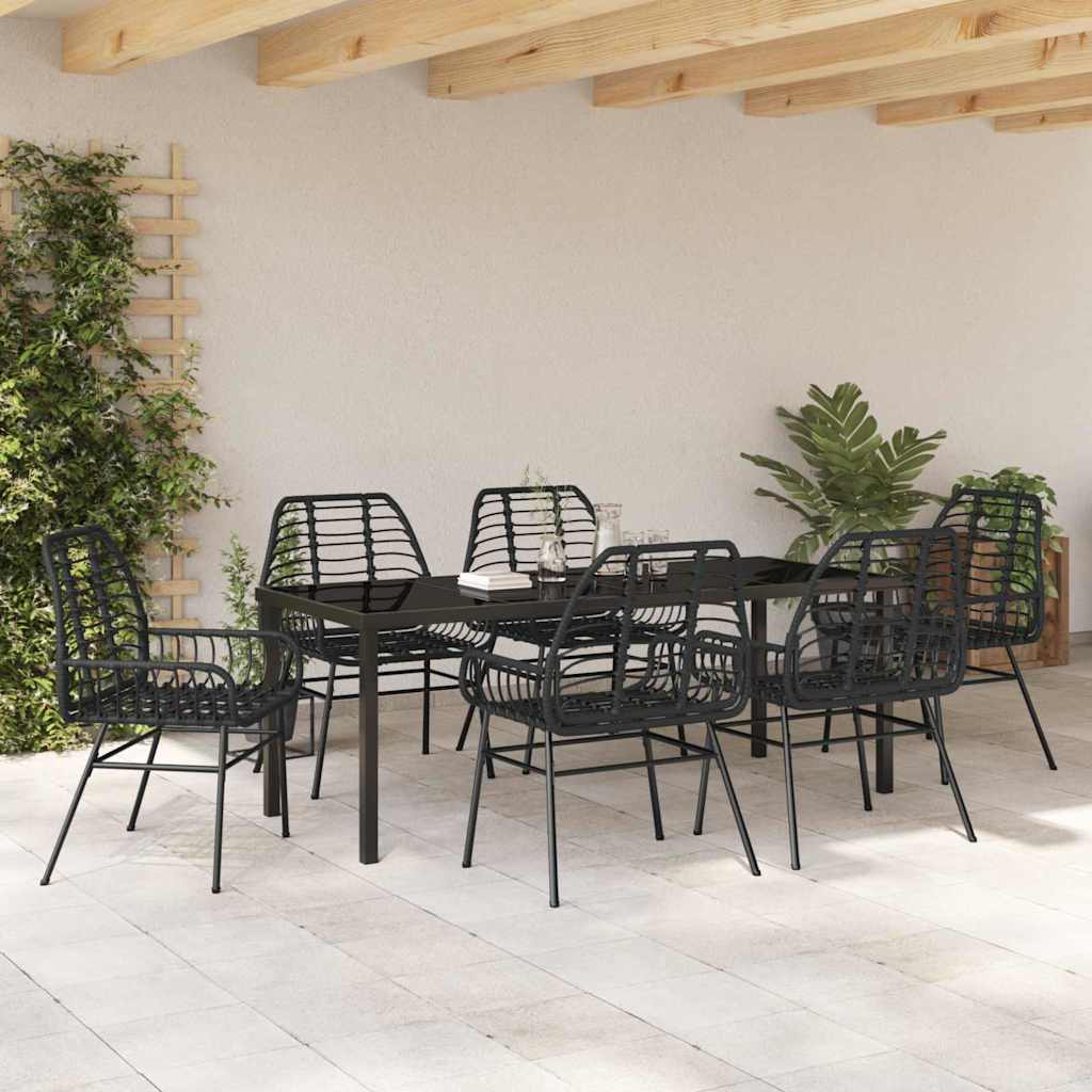 Hage Spisegruppe 7 pcs Svart polyrotting