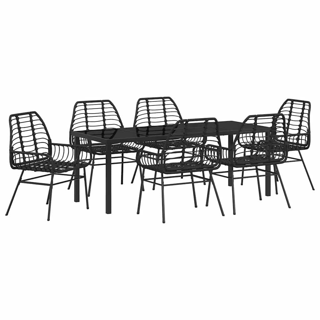 Hage Spisegruppe 7 pcs Svart polyrotting