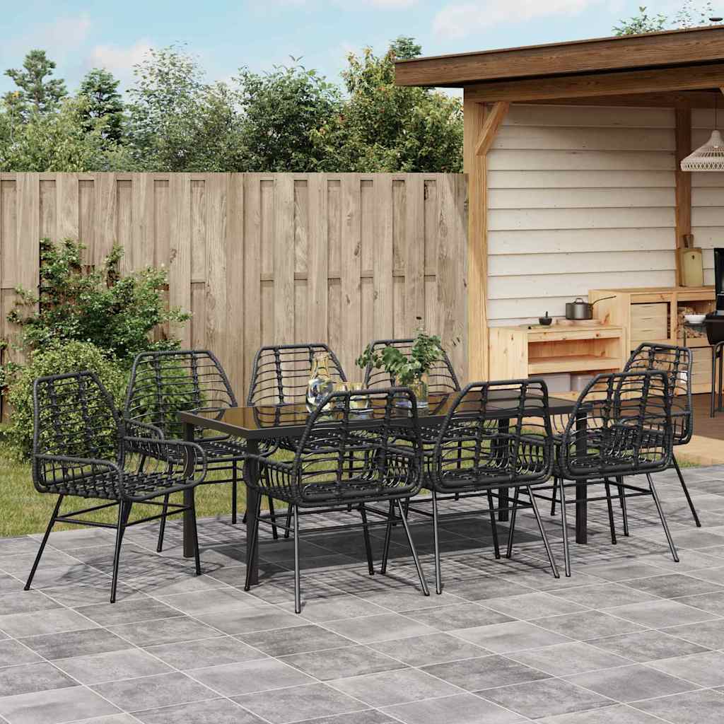 Hage Spisegruppe 9 pcs Svart polyrotting