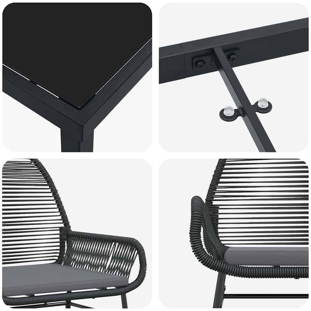 Hage Spisegruppe 5 pcs Svart polyrotting