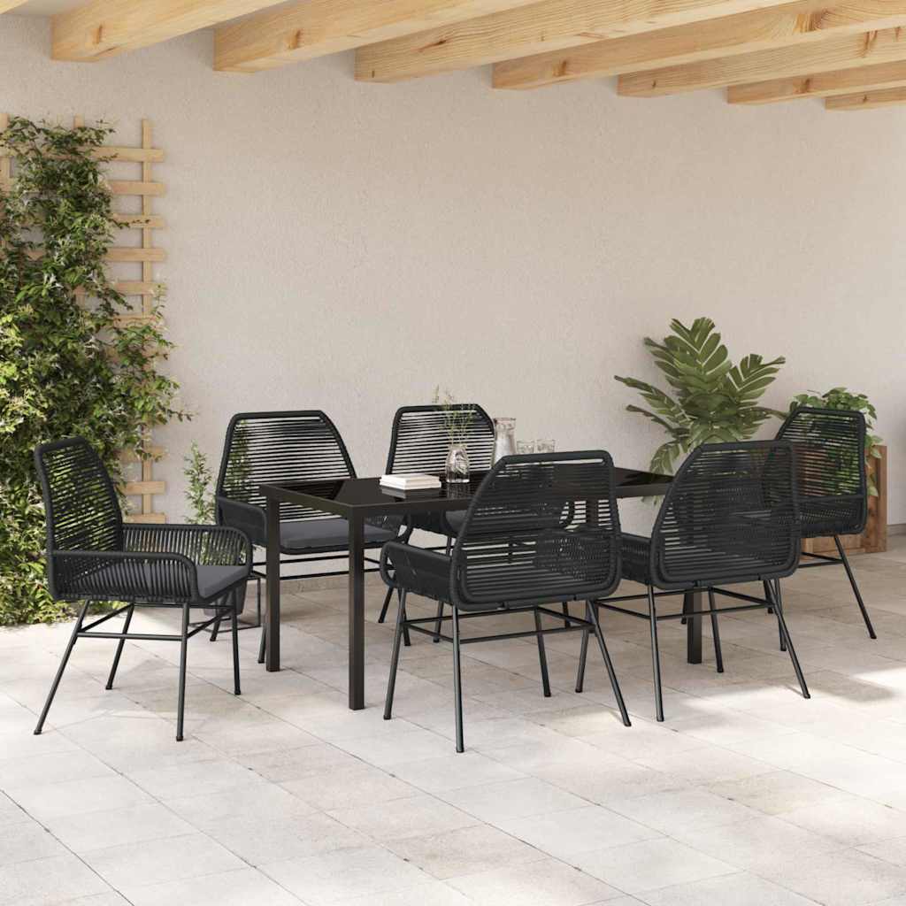 Hage Spisegruppe 7 pcs Svart polyrotting