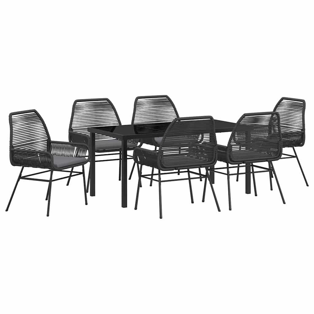 Hage Spisegruppe 7 pcs Svart polyrotting