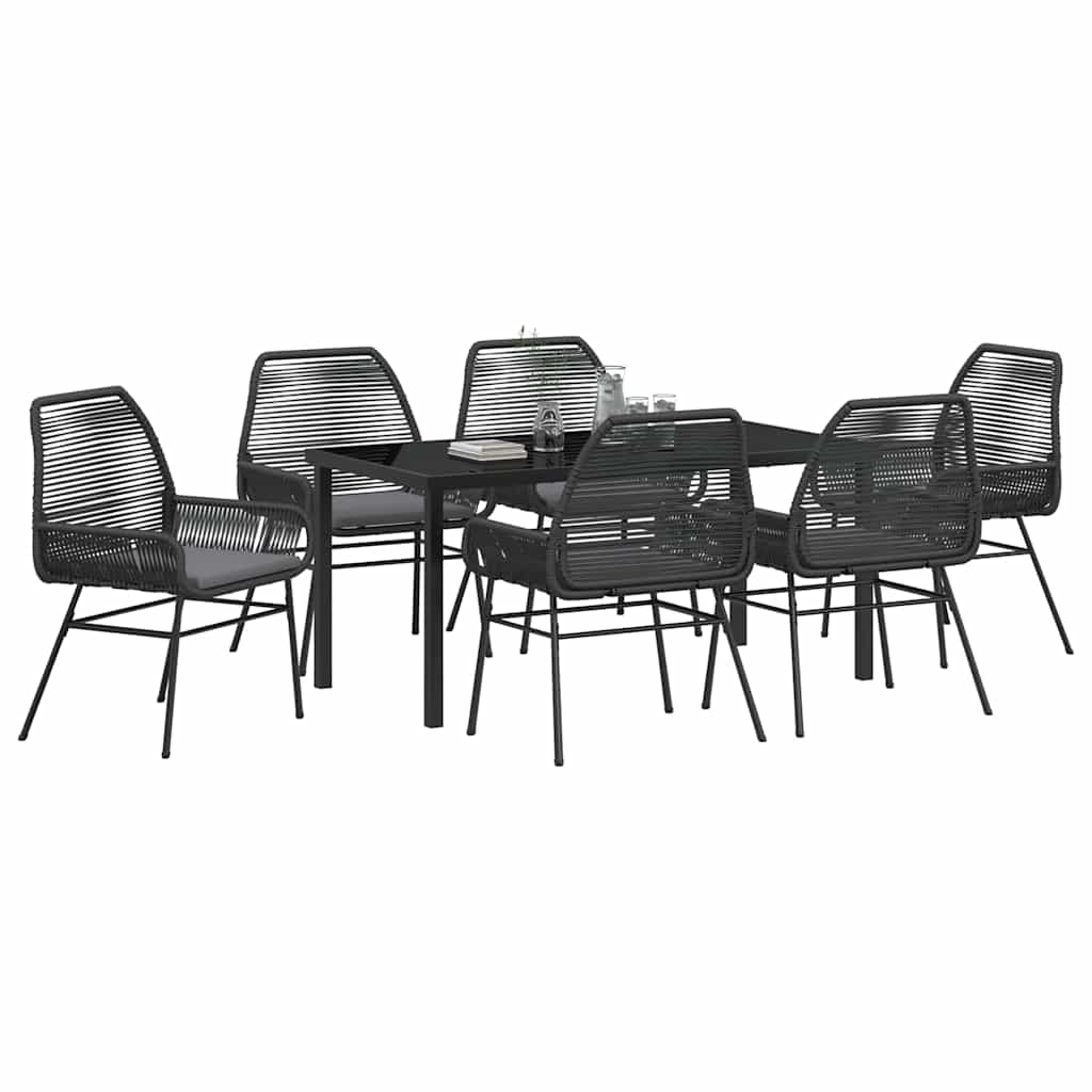 Hage Spisegruppe 7 pcs Svart polyrotting