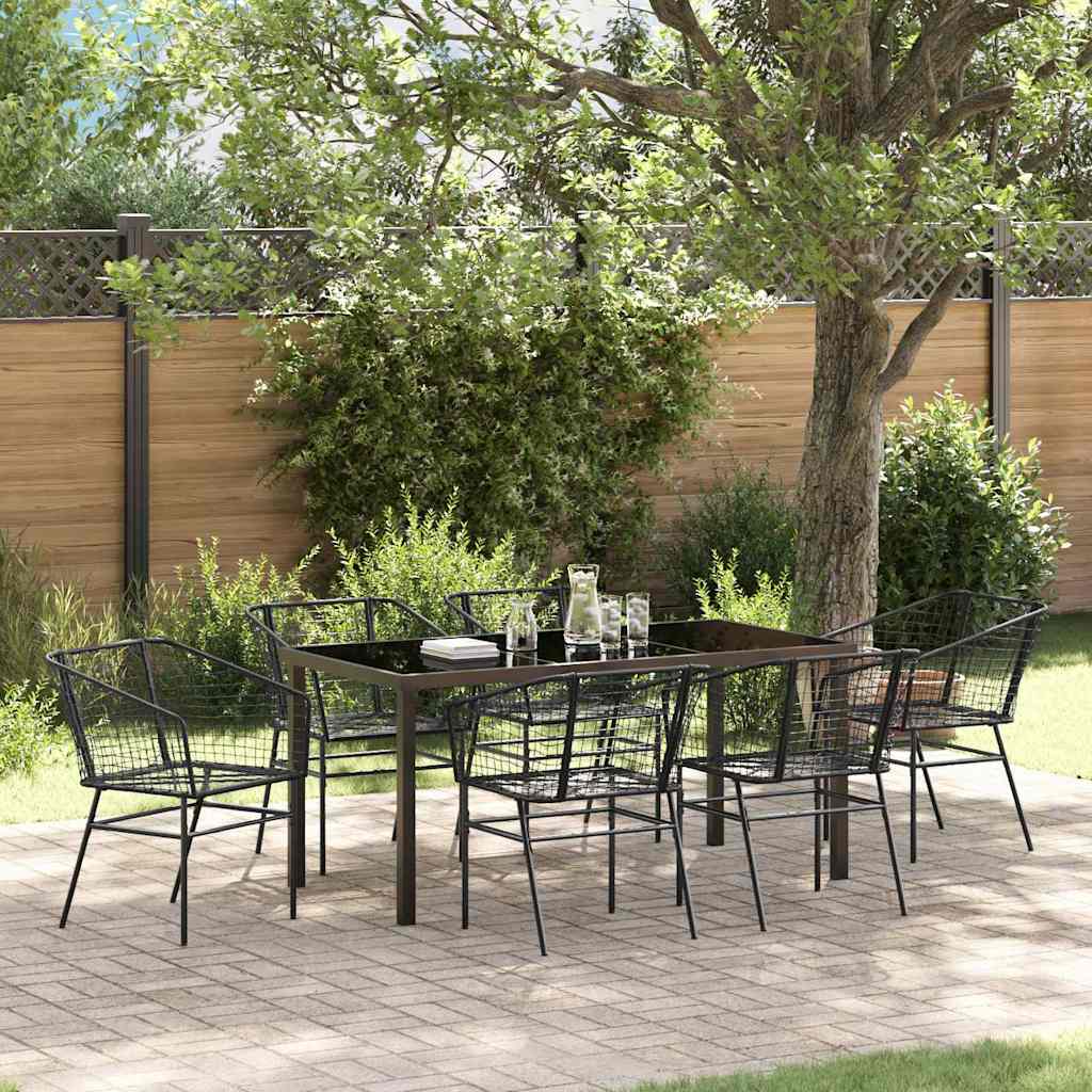 Hage Spisegruppe 7 pcs Svart polyrotting