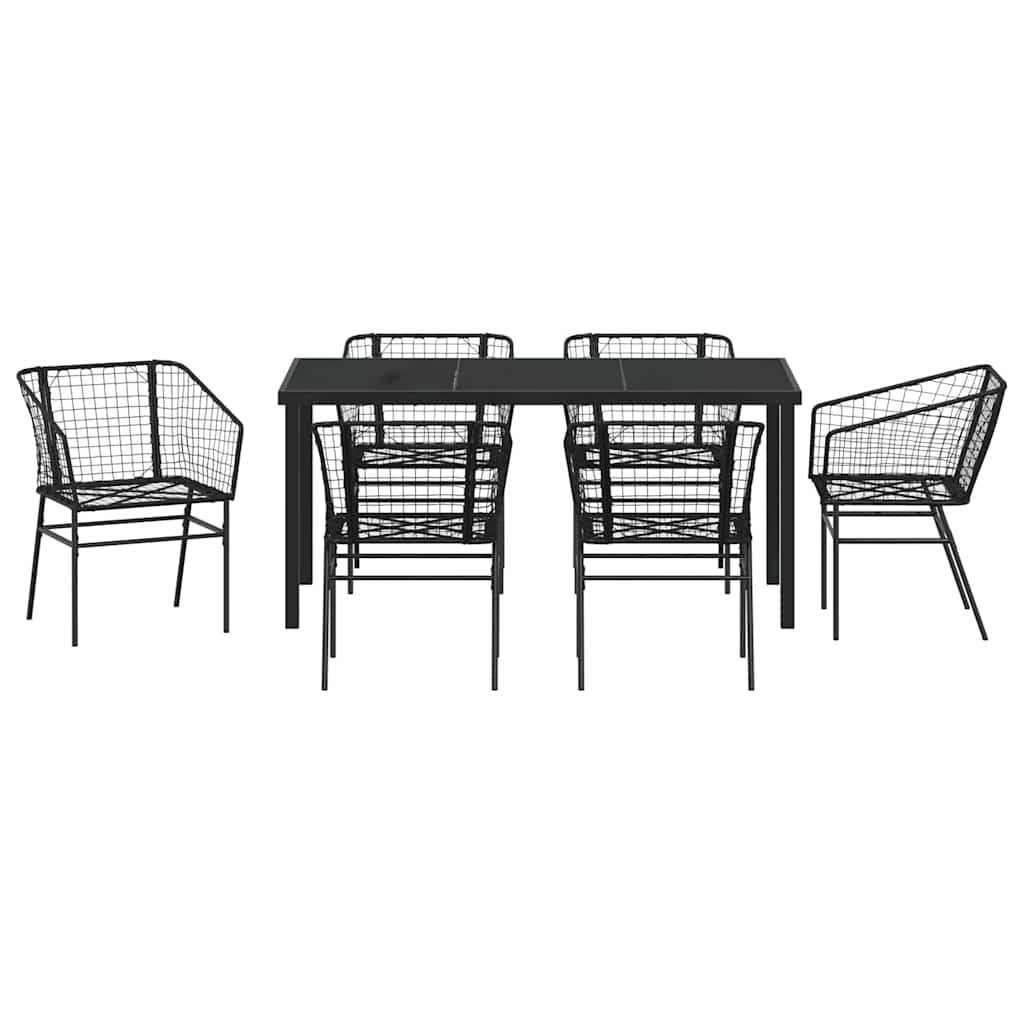 Hage Spisegruppe 7 pcs Svart polyrotting