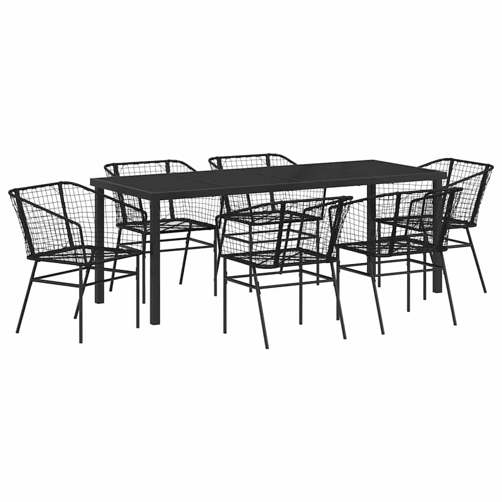Hage Spisegruppe 7 pcs Svart polyrotting