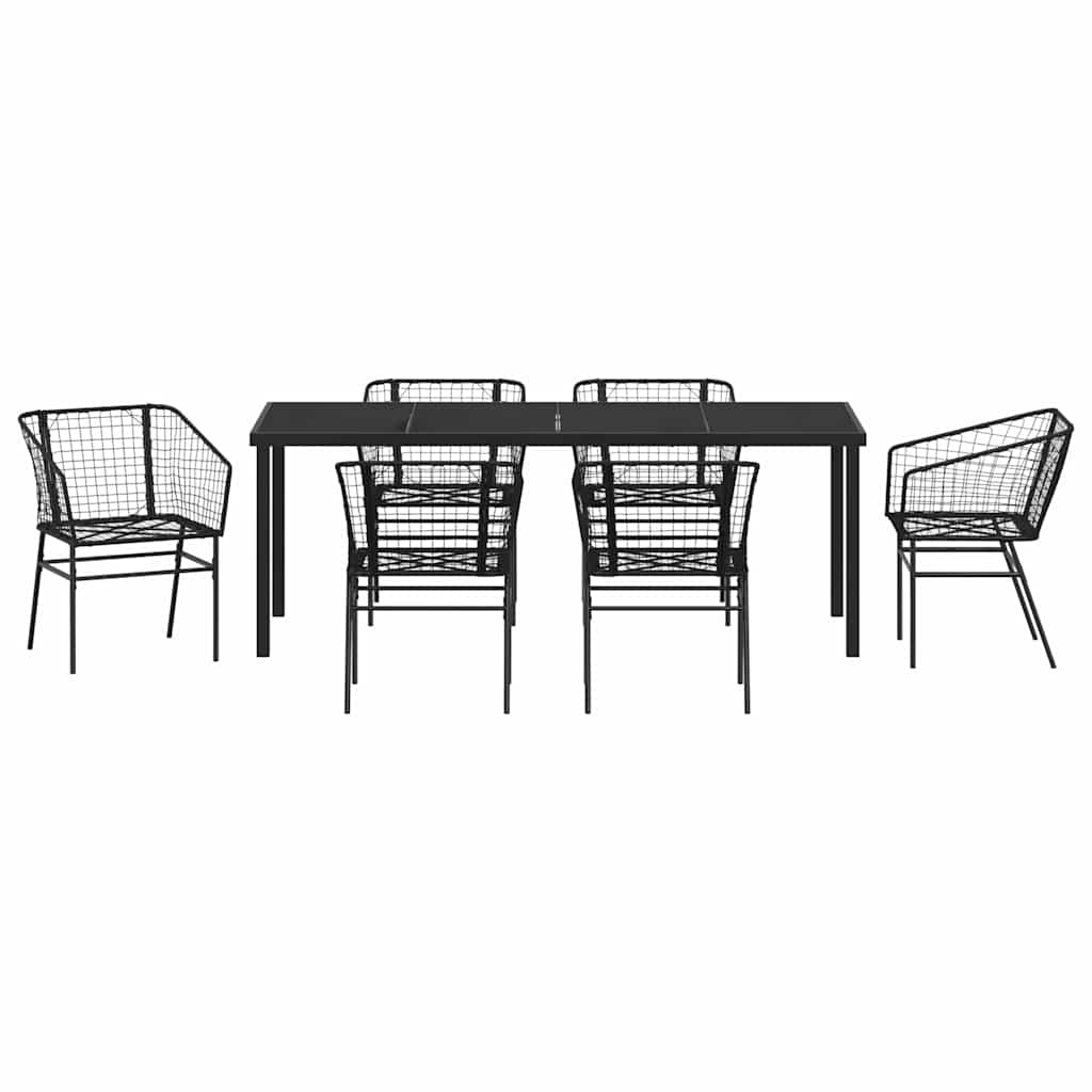 Hage Spisegruppe 7 pcs Svart polyrotting