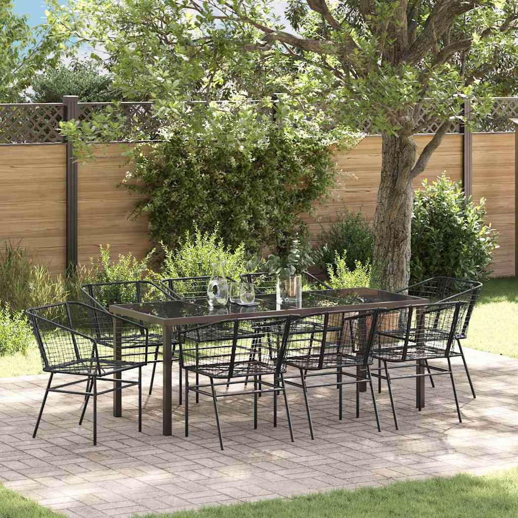Hage Spisegruppe 9 pcs Svart polyrotting