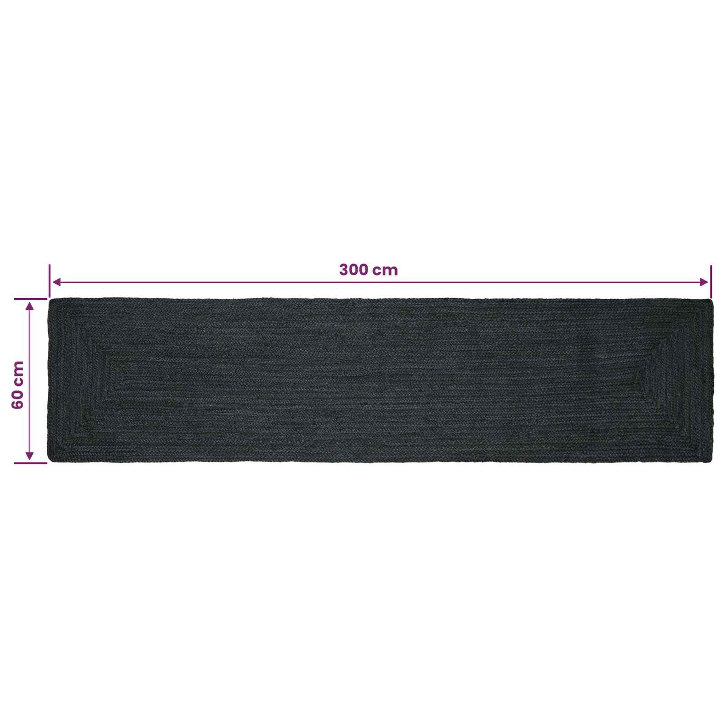 Områdetepper Rektangulær Mørkegrå 60 x 300 cm Jute