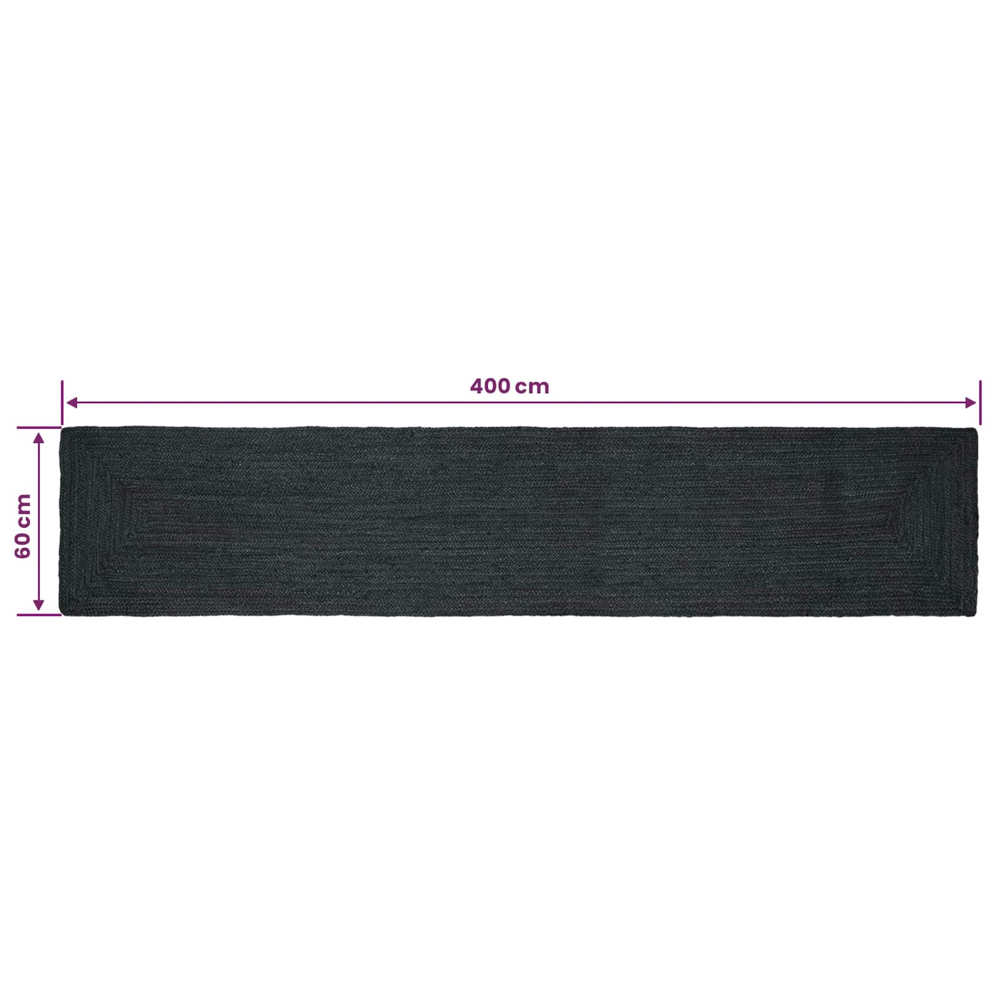 Områdetepper Rektangulær Mørkegrå 60 x 400 cm Jute