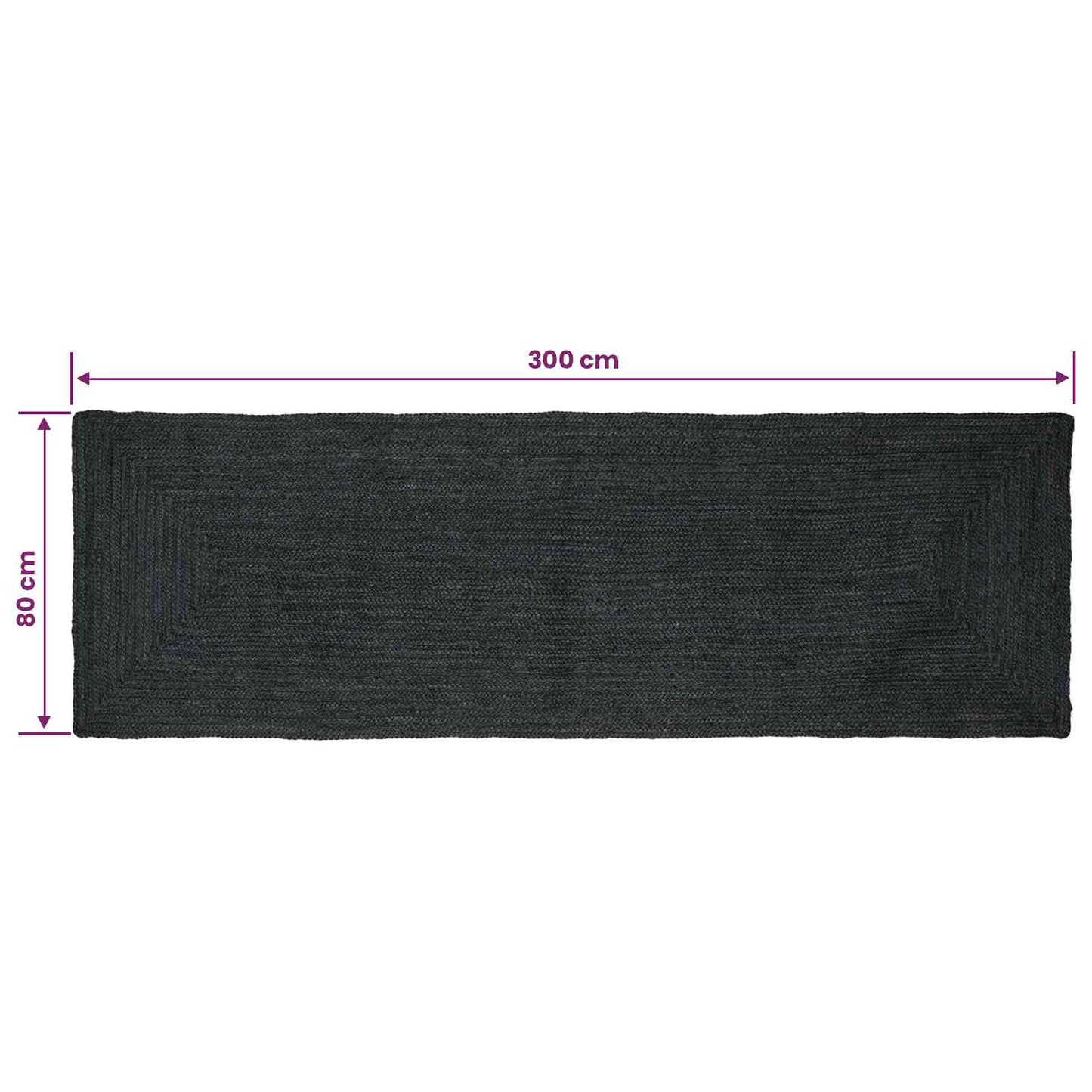 Områdetepper Rektangulær Mørkegrå 80 x 300 cm Jute