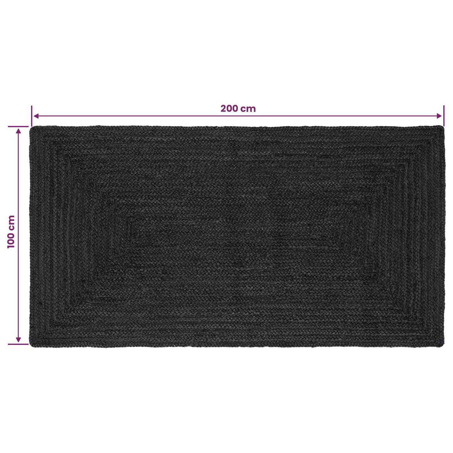 Områdetepper Rektangulær Mørkegrå 100 x 200 cm Jute